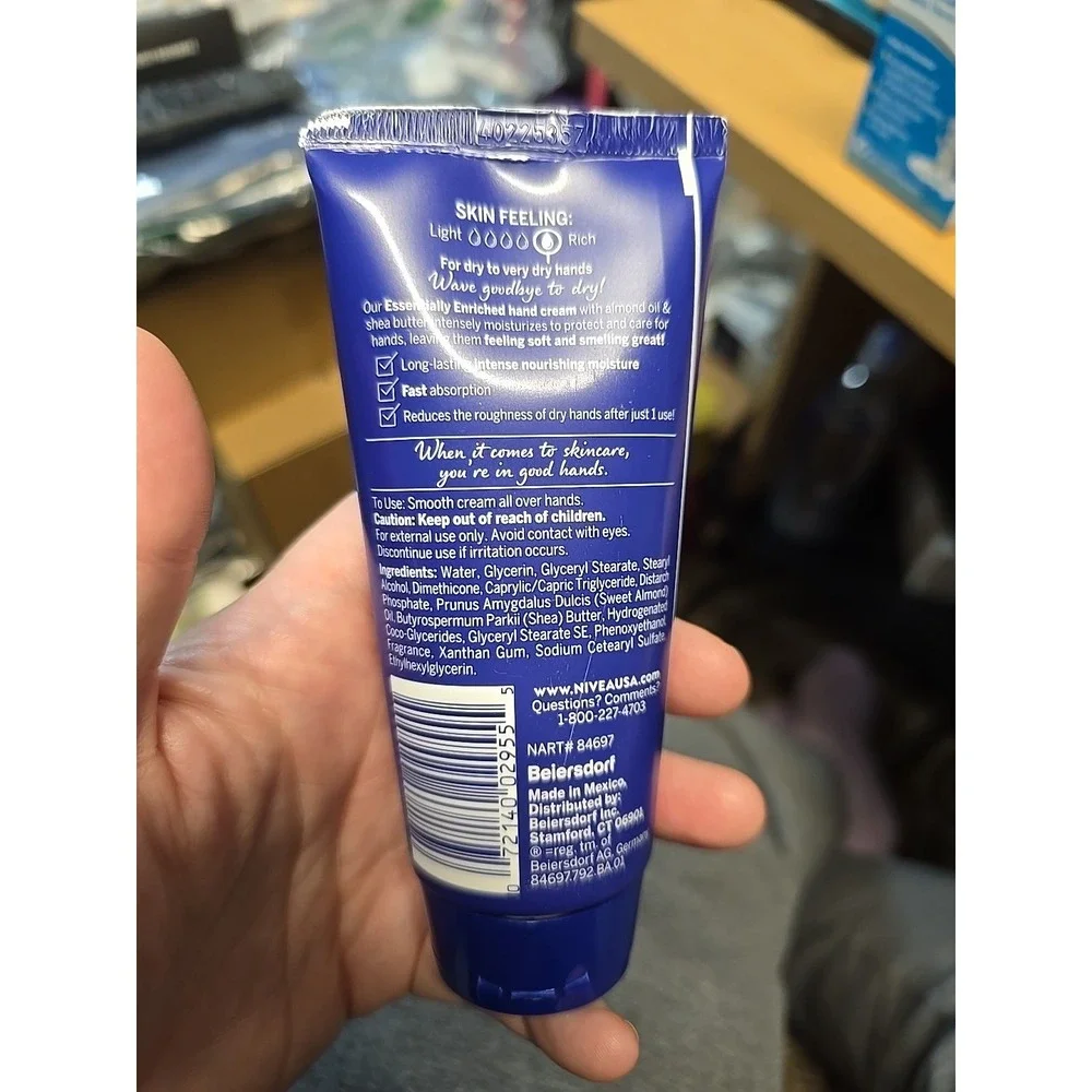 Nivea Essentially Enriched Hand Cream, Almond Oil & Shea Butter, 2.6 oz (74 g)
